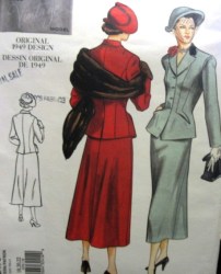 2476 VOGUE RETRO '49 FIT COLLAR JACKET, LONG A-SKIRT PATTERN 6-22 3 SZS